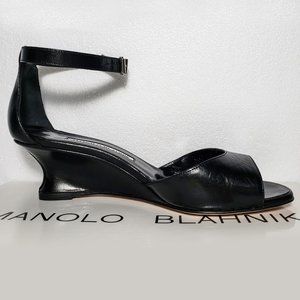 Manolo Blahnik Black Demi-wedge Sandal Size M36.5